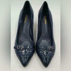 Brooks Brothers Navy Blue Leather Kitten Heels